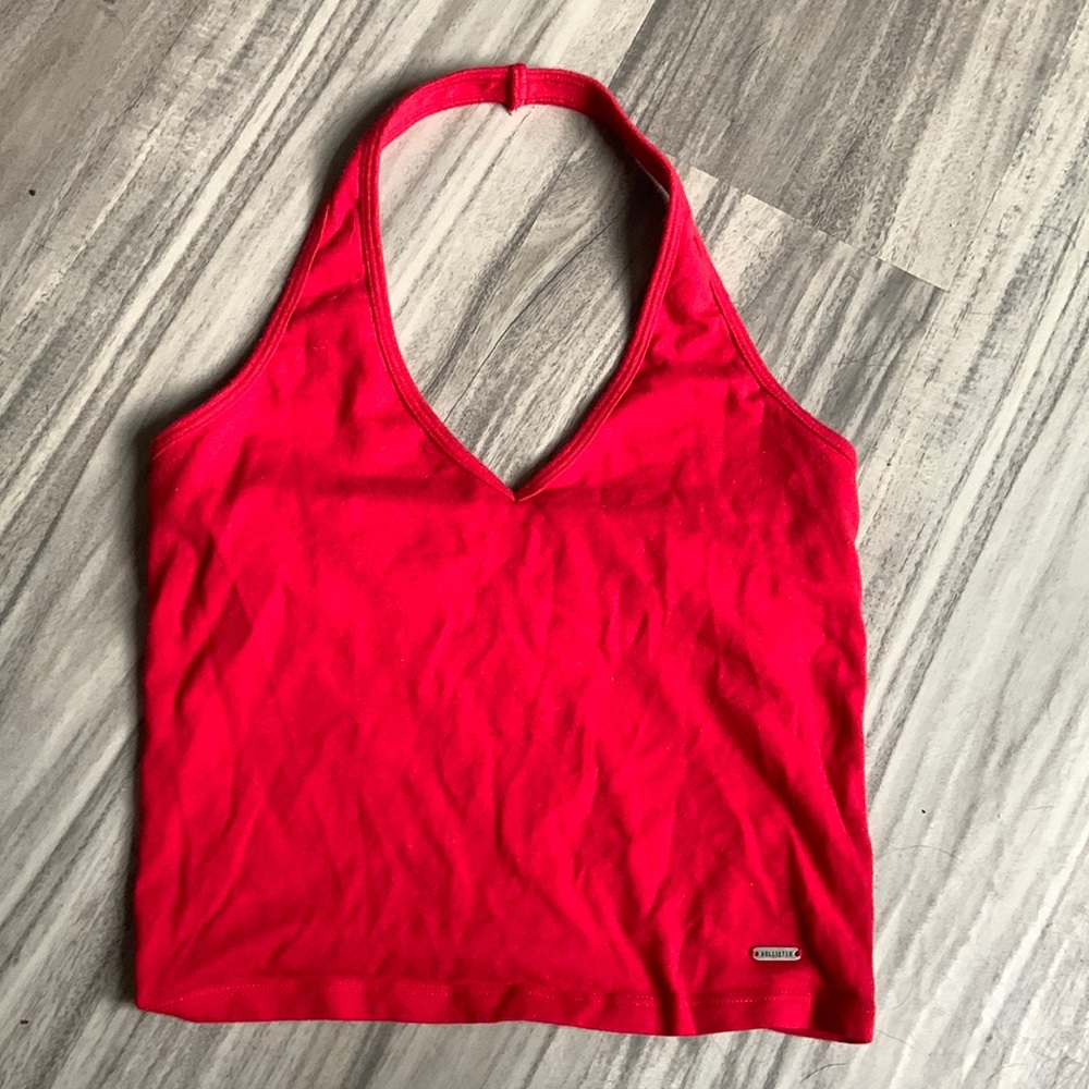 red hollister vneck tank top